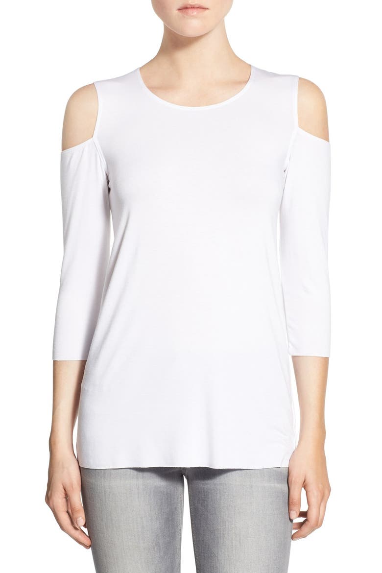 'Deneuve' Cold Shoulder Top, Main, color, WHITE