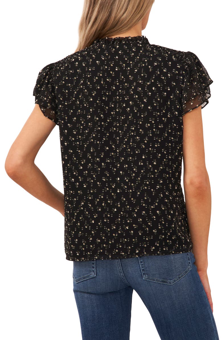 CeCe Embroidered Floral Flutter Sleeve Top, Alternate, color, 
