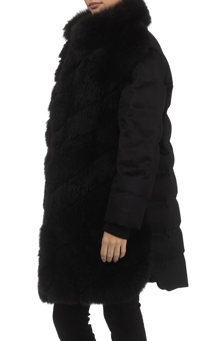 GORSKI Genuine Shearling Diagonal Stroller with  Cashmere Back And Sleeves, Alternate, color, Black/Black