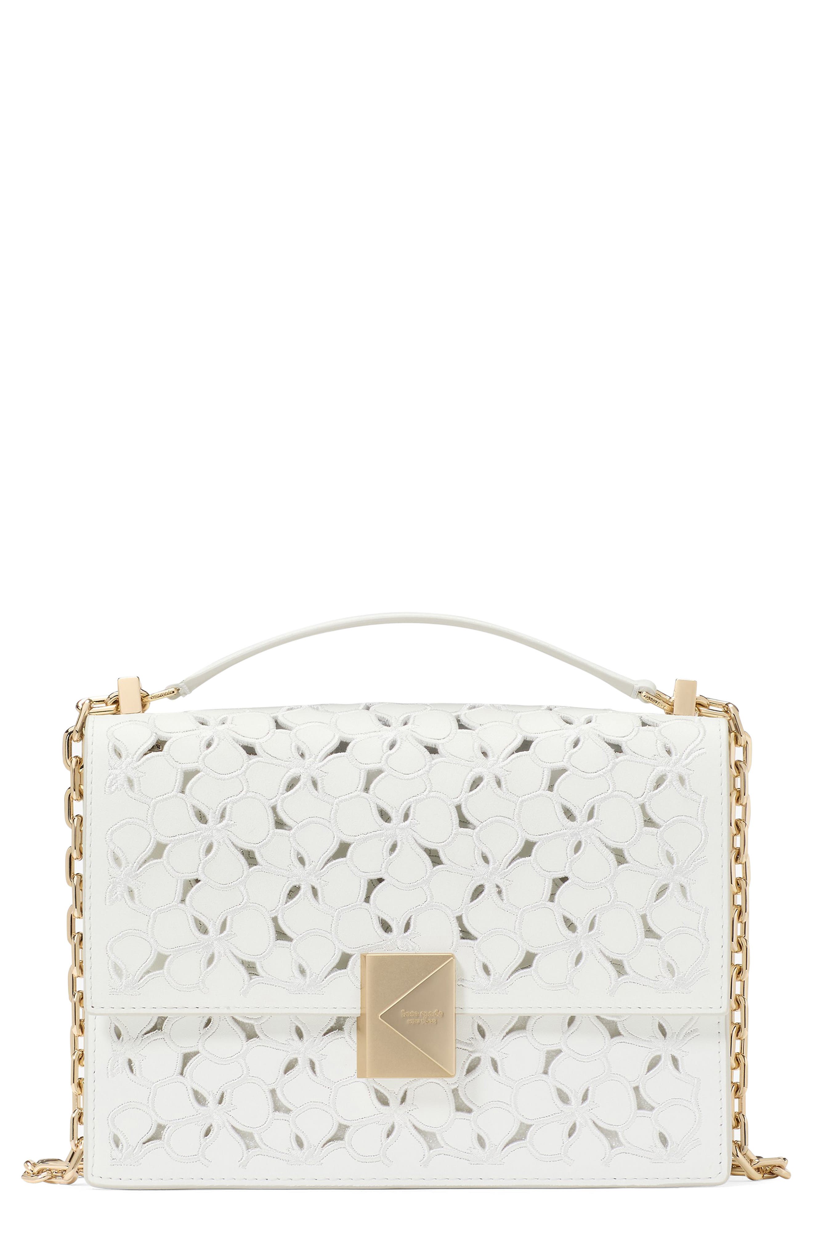 Kate Spade New York deco eyelet leather convertible crossbody bag, Main, color, 