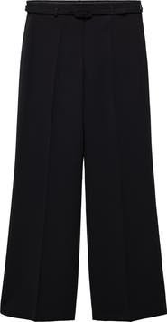 MANGO Belted Wide Leg Ankle Pants