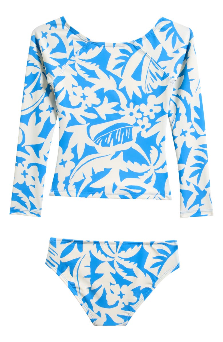 Raisins Kids' Floral Two-Piece Rashguard Swimsuit, Alternate, color, Saltwater