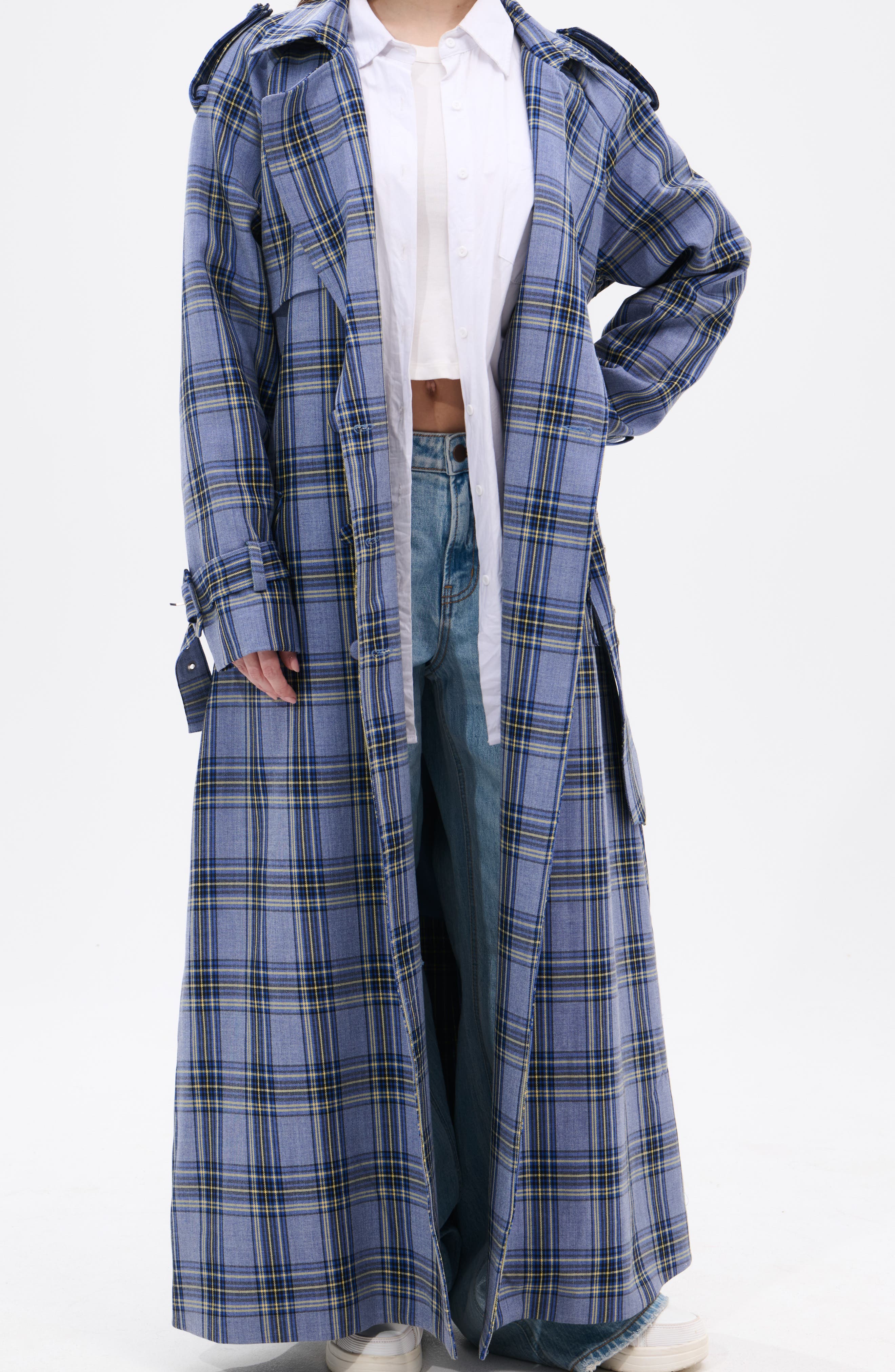 ジャケット・アウター dipromaJieda PLAID TRENCH COAT 6c2bafb3-b57a-4f86-b25d-