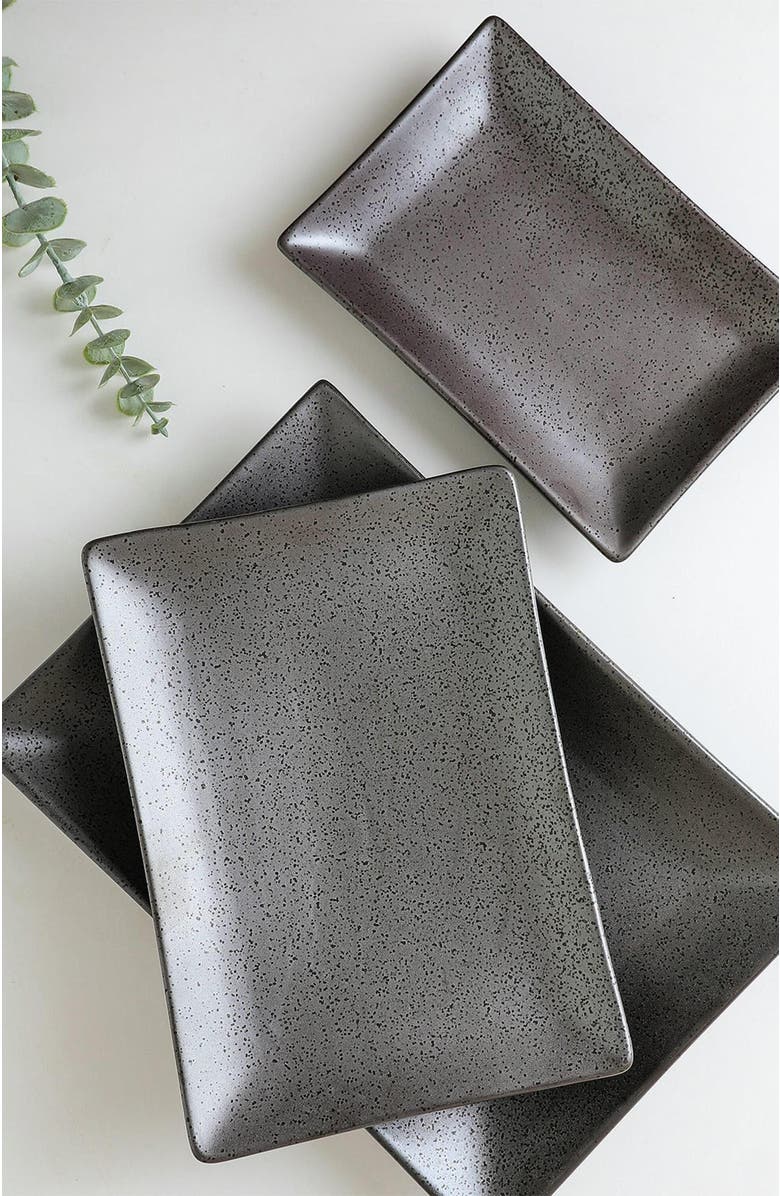 Stone Lain Valencia Porcelain 3-Piece Serving Plate Set, Alternate, color, Metallic Grey