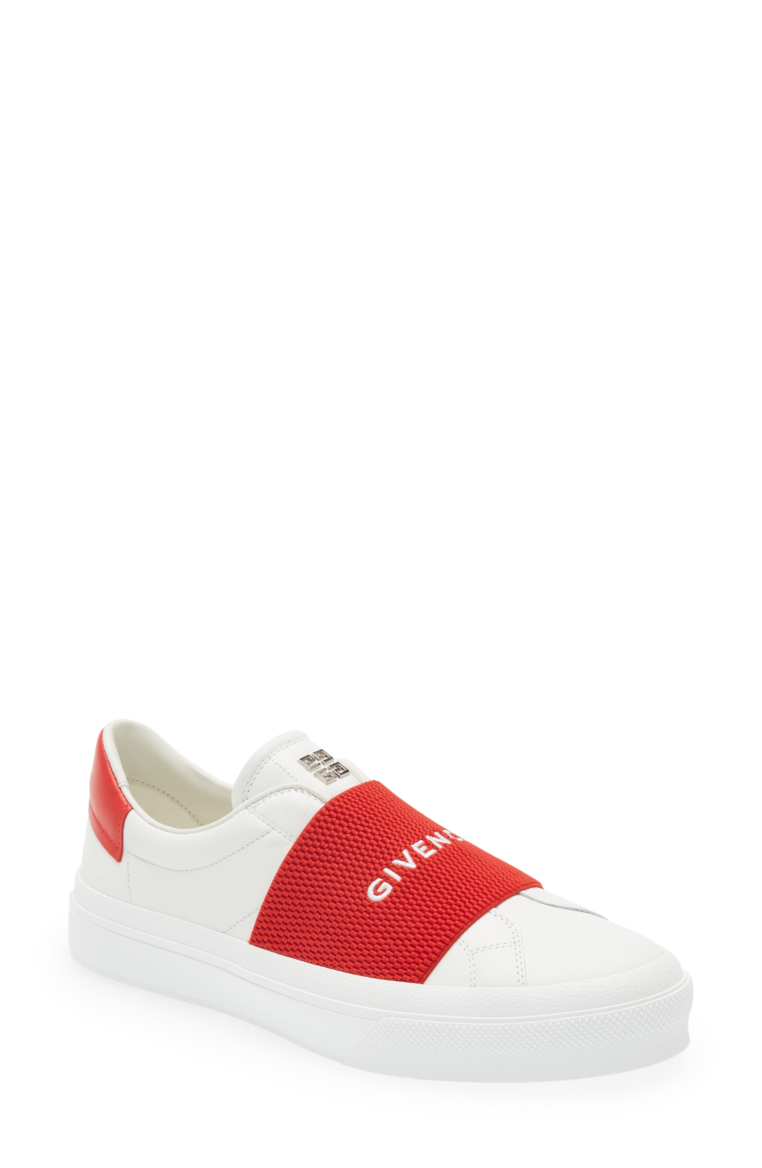 Givenchy Urban White Low Top Sneakers With Contrasting Band With Logo Lettering In Leather Man In White