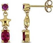 DELMAR Created Ruby & Star Drop Earrings