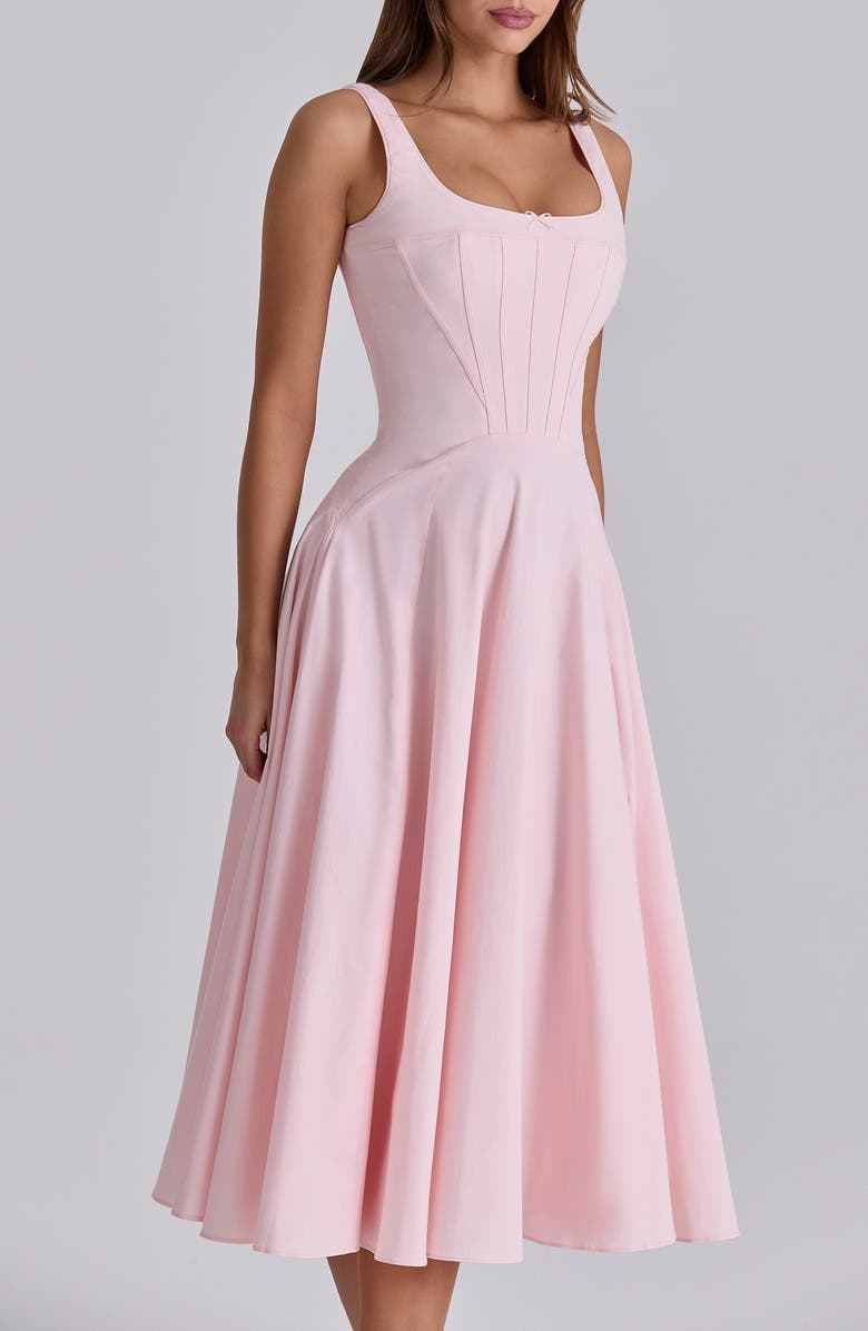 HOUSE OF CB Jaime Lace Back Sleeveless Midi Dress, Alternate, color, Pink