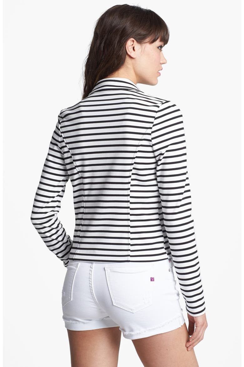 Ponte Knit Moto Jacket, Alternate, color, IVORY/BLACK