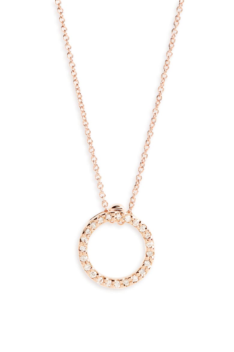 Diamond Circle Pendant Necklace, Main, color, ROSE GOLD
