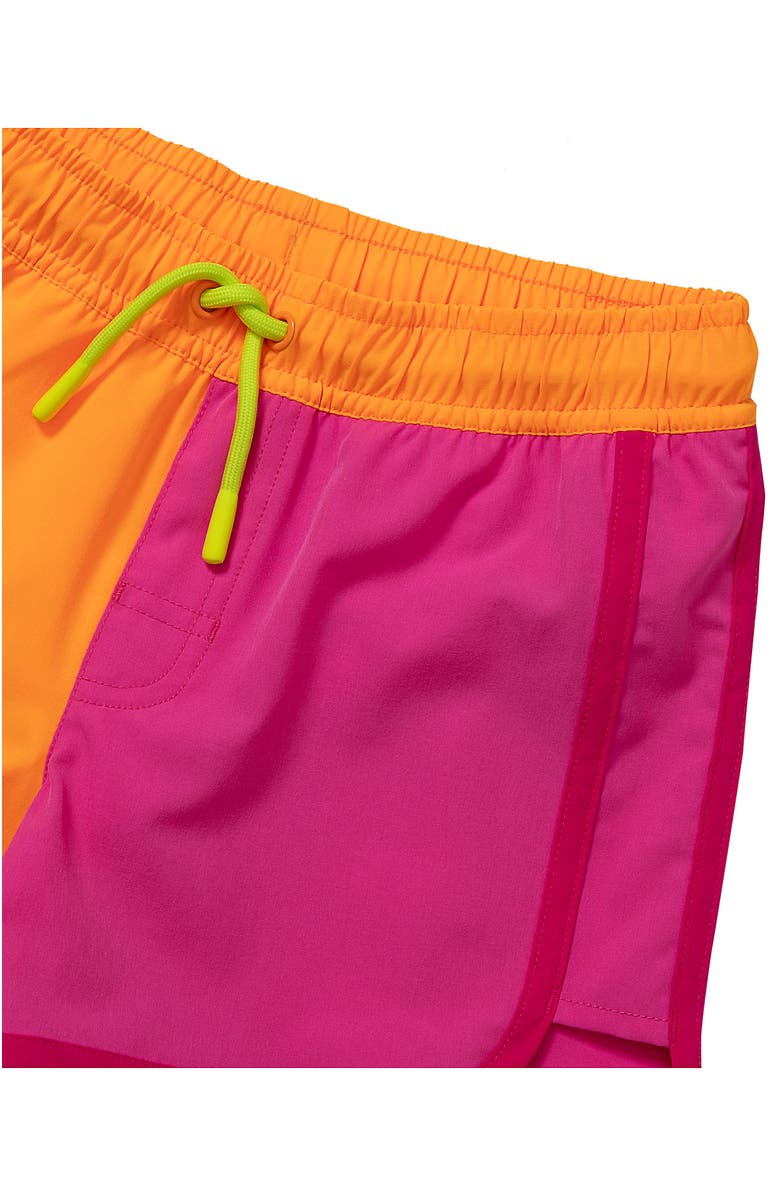 Lands' End Girls Colorblock Board Shorts, Alternate, color, Orange/Pink Colorblock