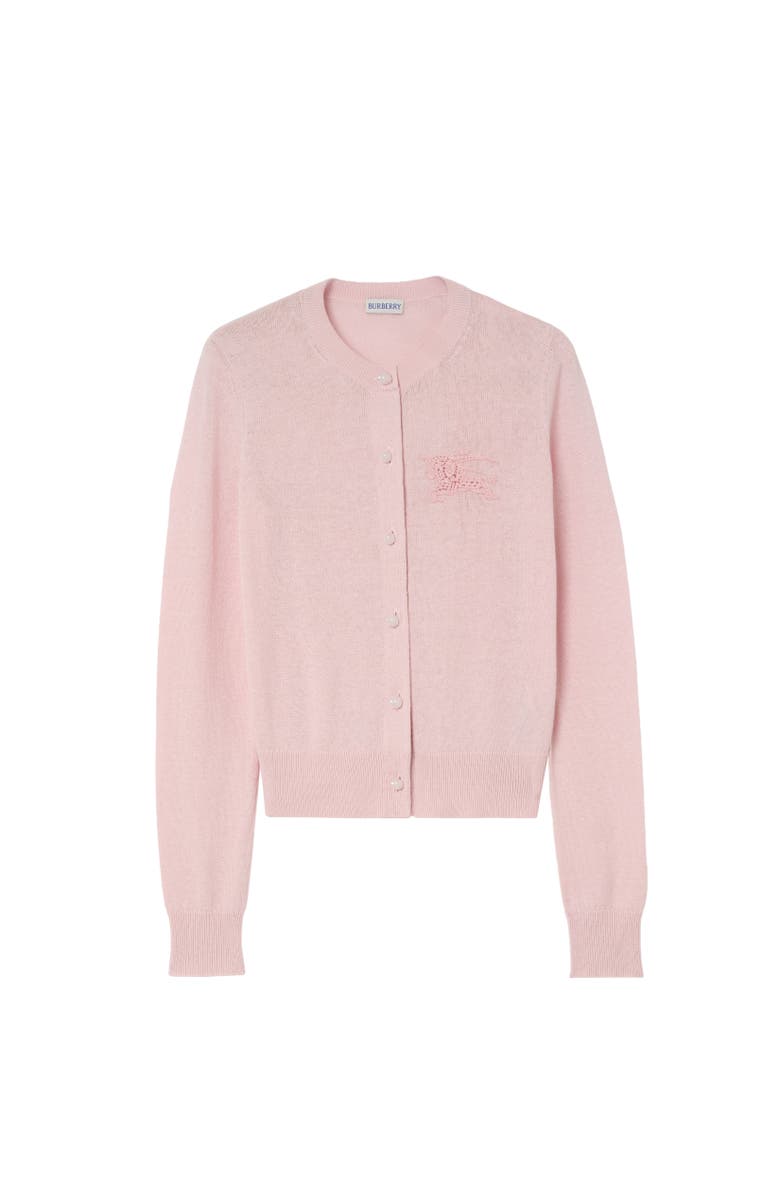 Burberry Knight Cotton Wool Cardigan, Alternate, color, Mallow Pink