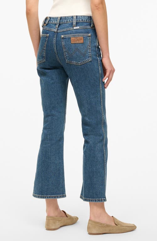 Staud X Wrangler The Cropped Indigo Wash Bootcut Jean In Indigo Wash