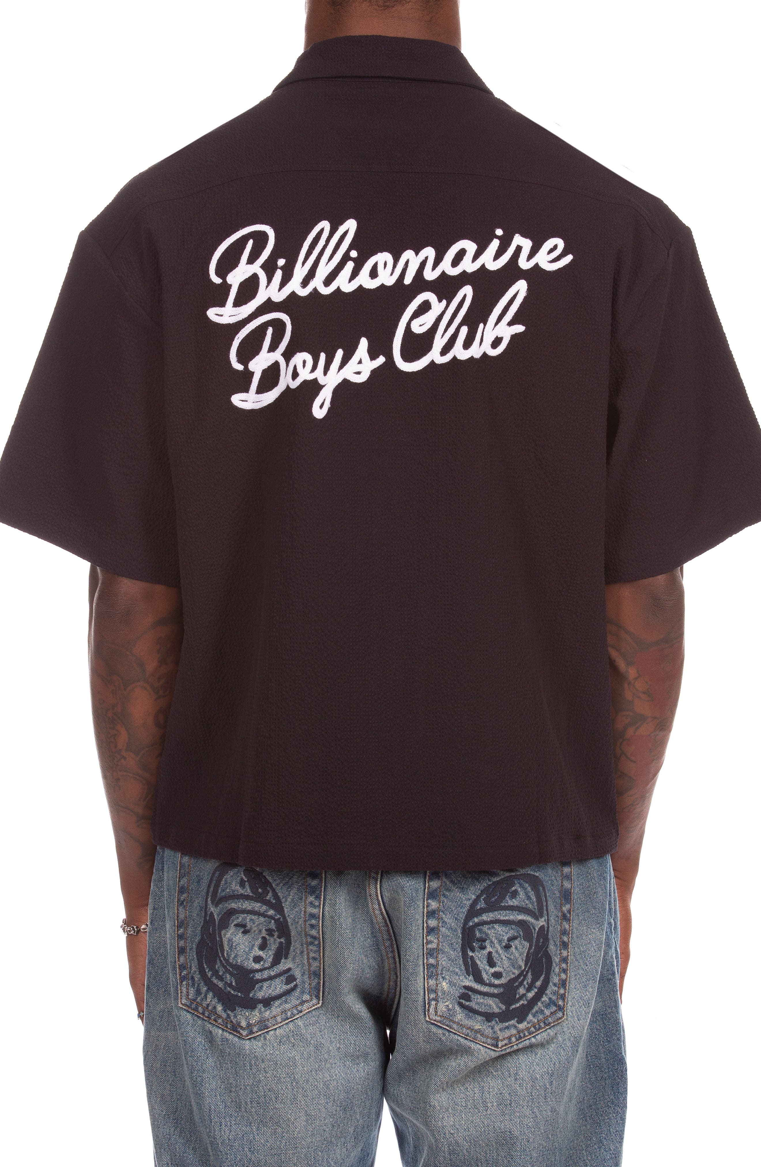 Billionaire Boys Club BB Script Embroidered Cotton Seersucker Camp Shirt — фото 3