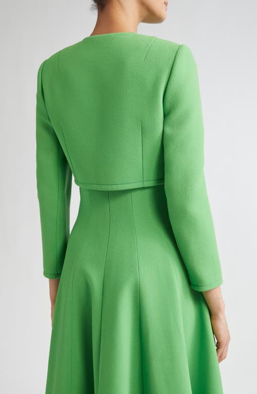 Emilia Wickstead Lizette Cropped Wool-crepe Jacket In Green