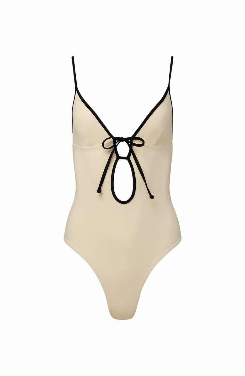 Onia Soleil One Piece, Alternate, color, Egret/Black