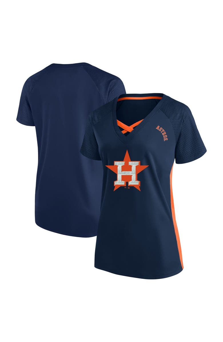 PROFILE Women's Profile Navy Houston Astros Plus Size Glitter Raglan V-Neck T-Shirt, Main, color,