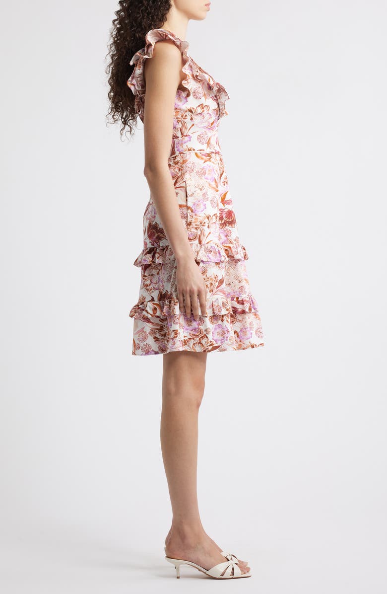 Eliza J Ruffle Tiered Pintuck Dress, Alternate, color, Mulberry Multi