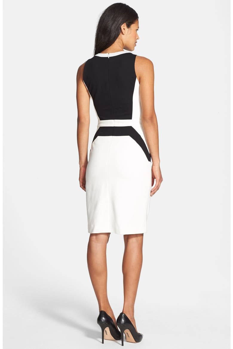 Italian Ponte Colorblock Dress, Alternate, color, BLACK- CREAM CLOUD COLORBLOCK