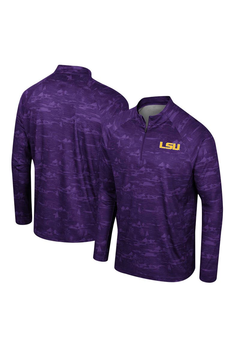 COLOSSEUM Men's Colosseum Purple LSU Tigers Carson Raglan Quarter-Zip Jacket, Main, color, 