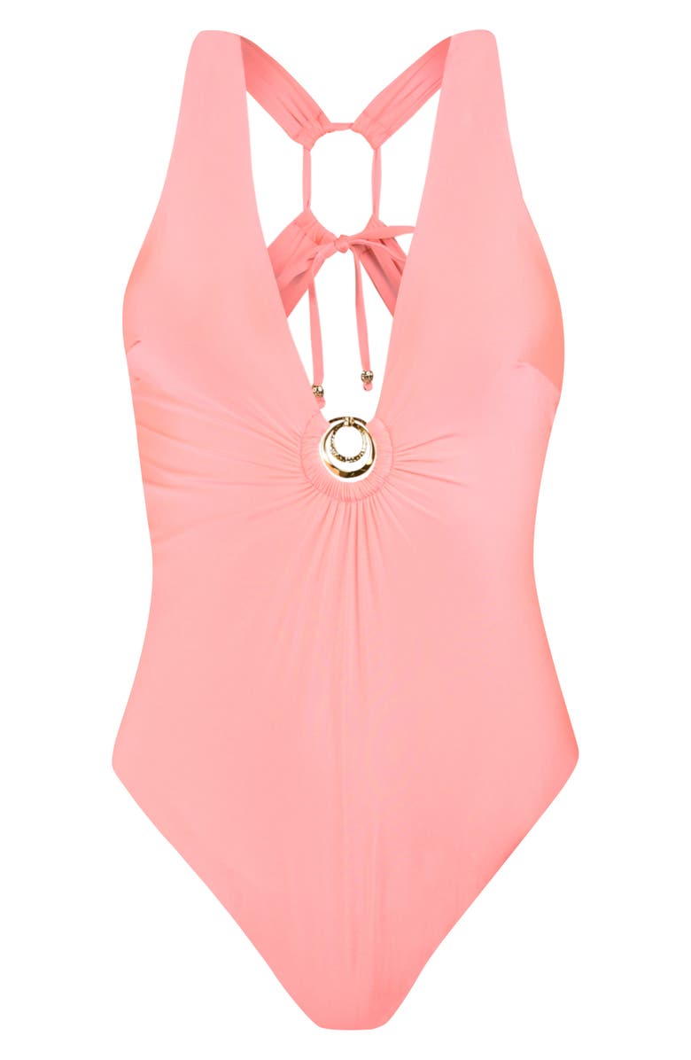 Sunshine 79 Solids Plunge One-Piece Swimsuit, Alternate, color, Blossom