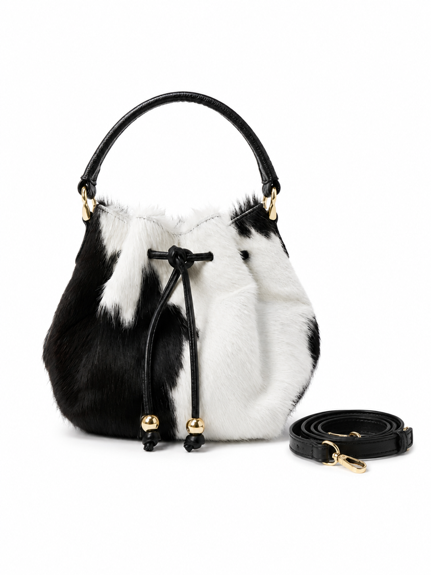 Dualis Luxury Hair-On Cowhide Crossbody, Alternate, color, Black And White Natural Hair