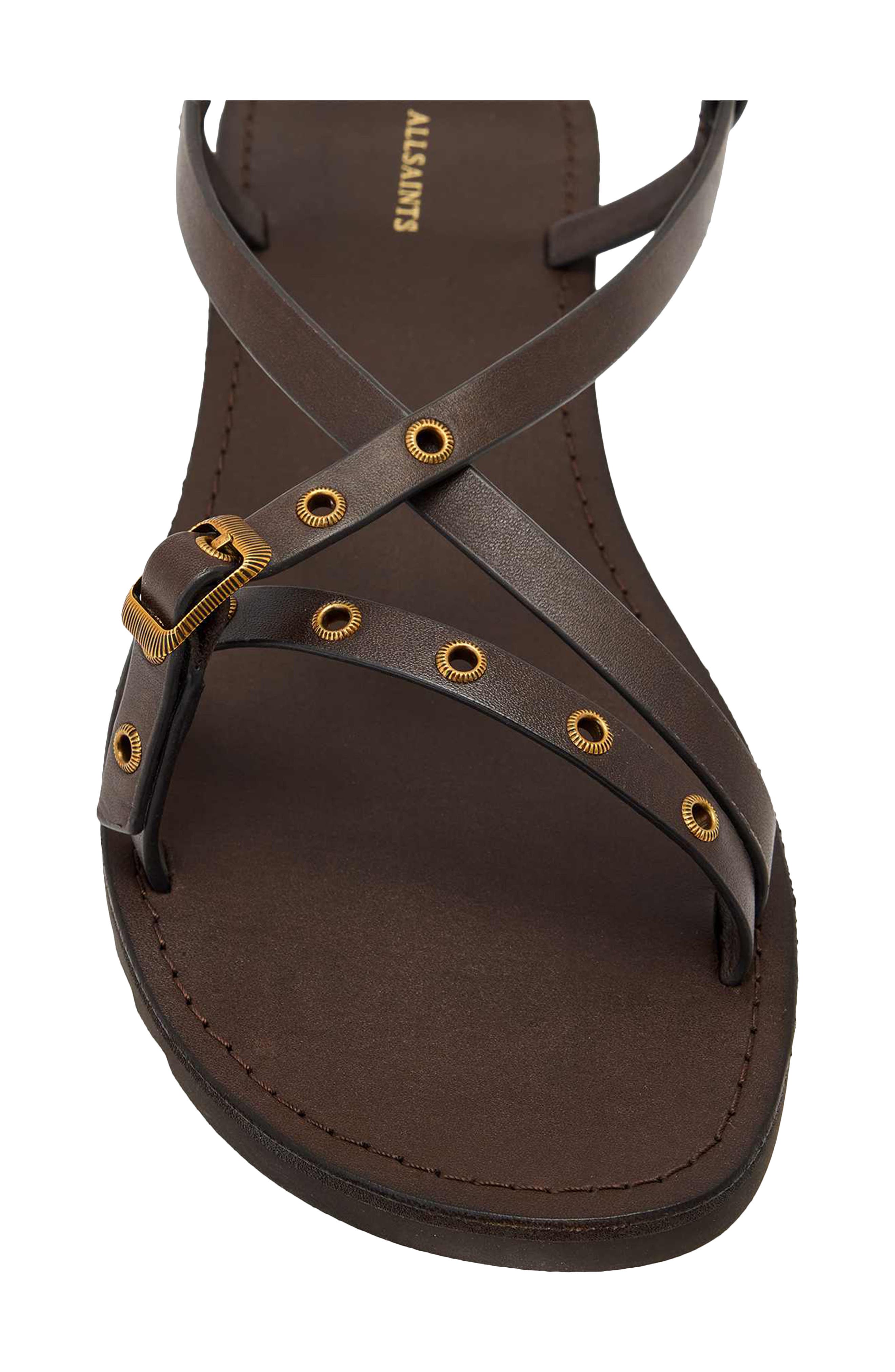 Tyla Eyelet Ankle Strap Sandal, Alternate, color, DARK BROWN