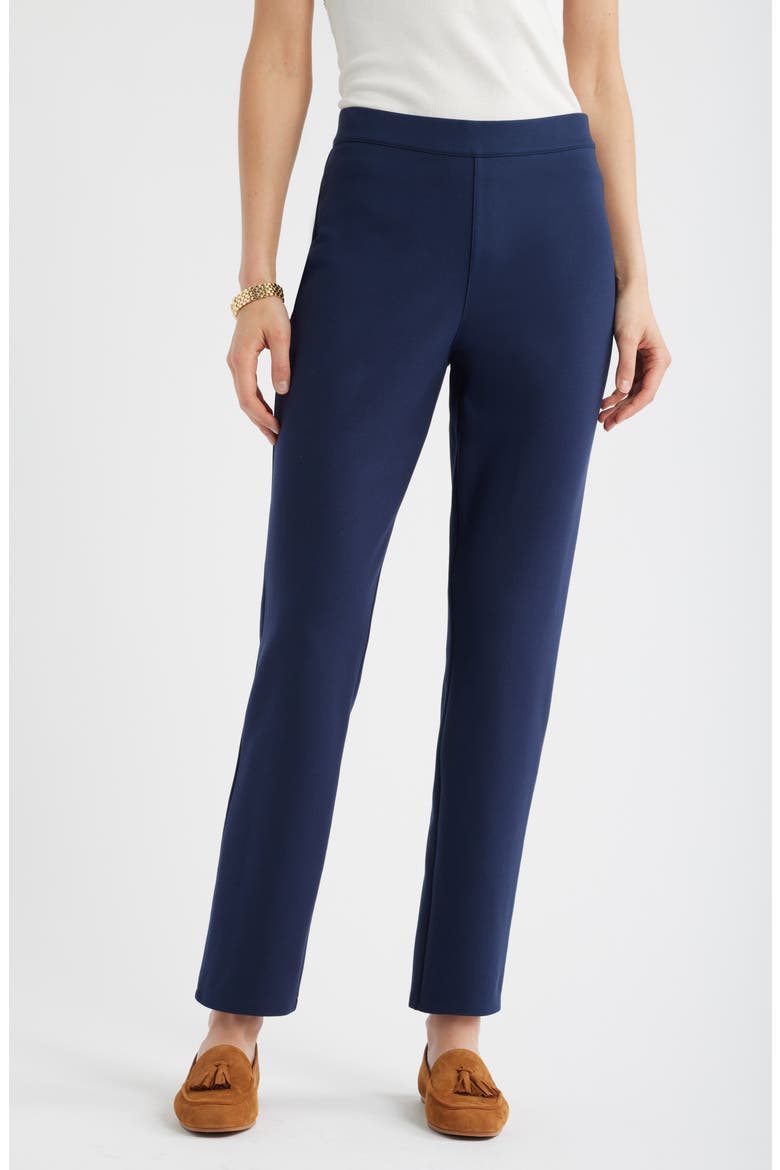 Pull-On Stretch Ponte Skinny Ankle Pants, Main, color, NAVY STILL