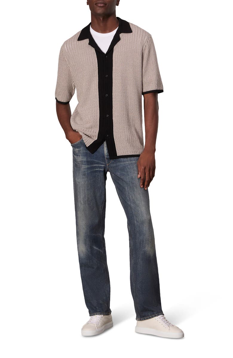 rag & bone Harvey Retro Stripe Knit Cotton Camp Shirt, Alternate, color,