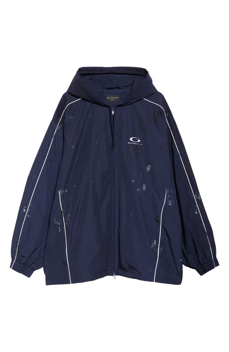 Balenciaga Paint Splatter Track Jacket, Alternate, color, 4140 Marine Blue