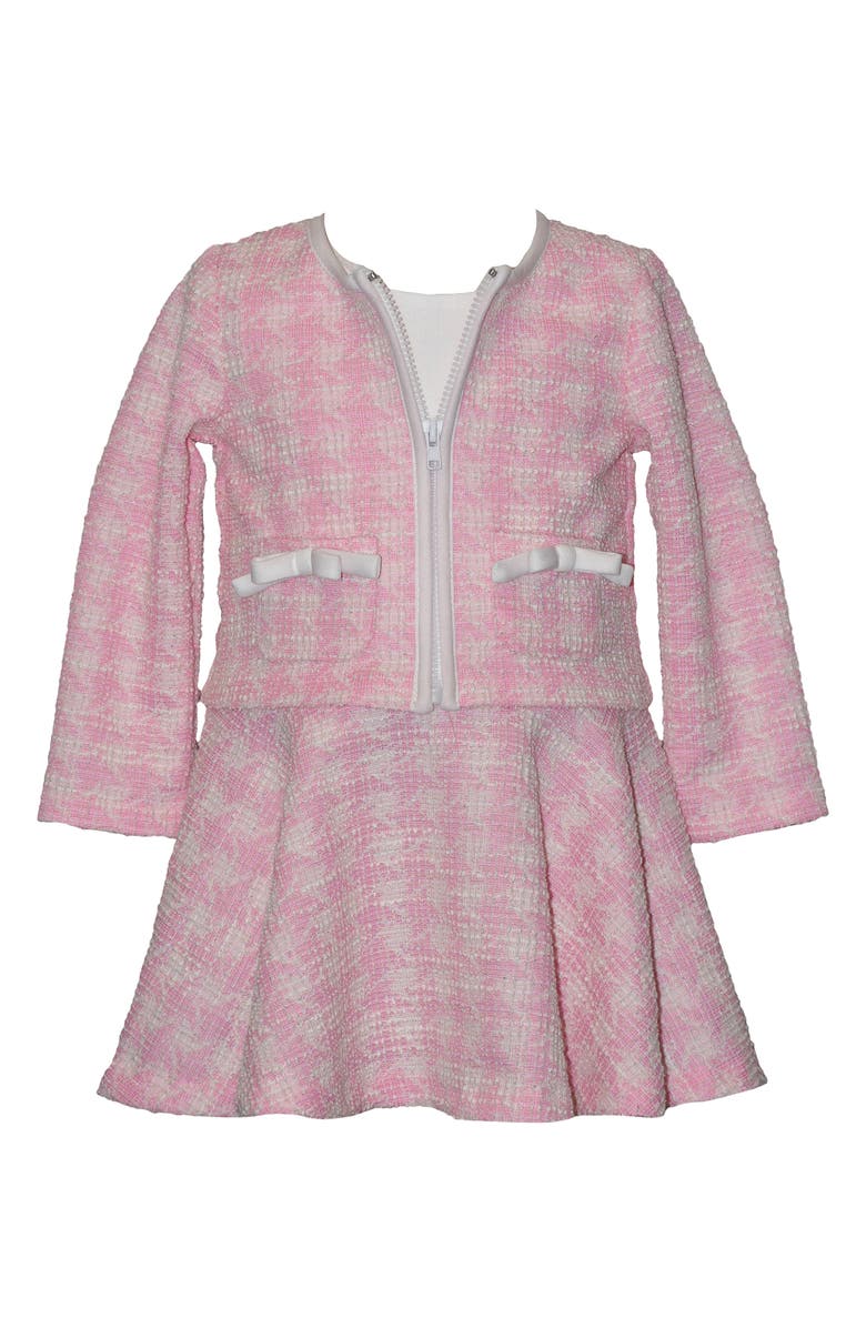 Iris & Ivy Kids' Plaid Bouclé Jacket & Mixed Media Dress, Main, color, Pink