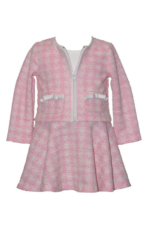 Kids' Plaid Bouclé Jacket & Mixed Media Dress (Toddler & Little Kid)