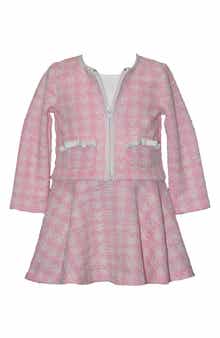 Kids' Plaid Bouclé Jacket & Mixed Media Dress