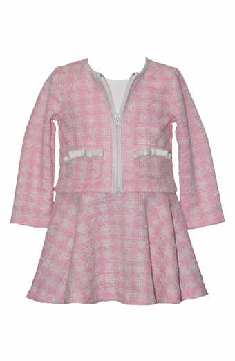 Kids' Plaid Bouclé Jacket & Mixed Media Dress