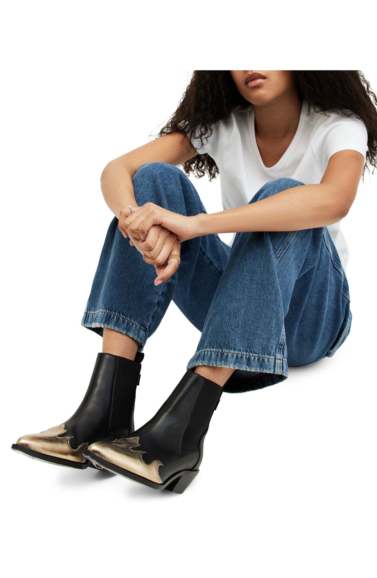 AllSaints Dellaware Pointed Toe Chelsea Boot, Alternate, color, 