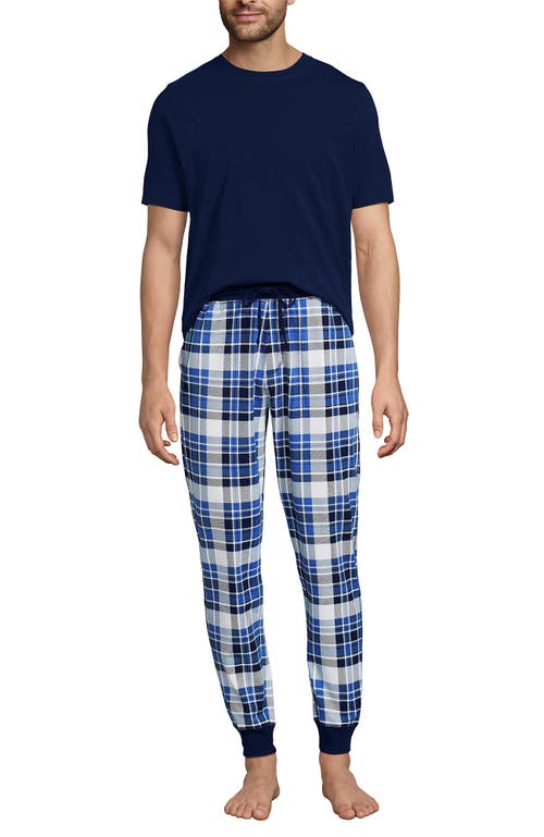 Lands' End Knit Jersey Pajama Sleep Set In Blue