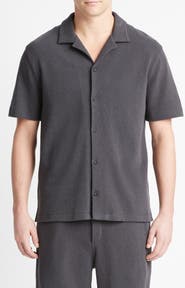 Vince Bouclé Knit Short Sleeve Camp Shirt