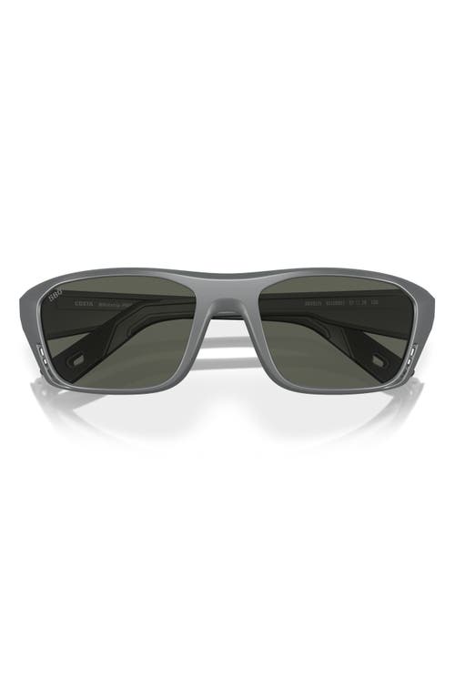 Costa Del Mar 57mm Polarized Rectangular Sunglasses In Matte Gray/gray 580g