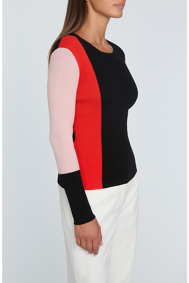 The Marolo Colorblock Merino Wool Sweater, Alternate, color, NOIR HIBISCUS