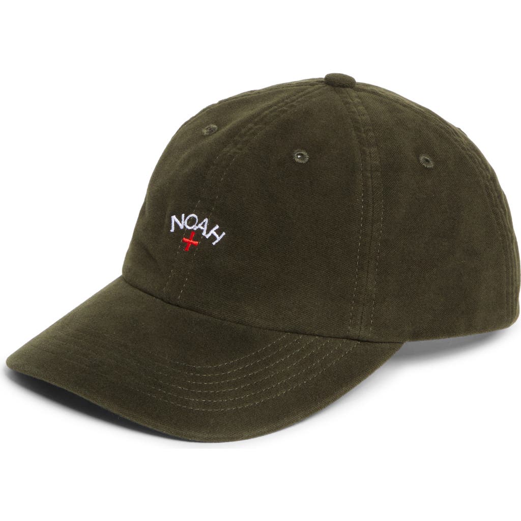 Noah Logo Embroidered Cotton Moleskin 6-panel Adjustable Baseball Cap In Green