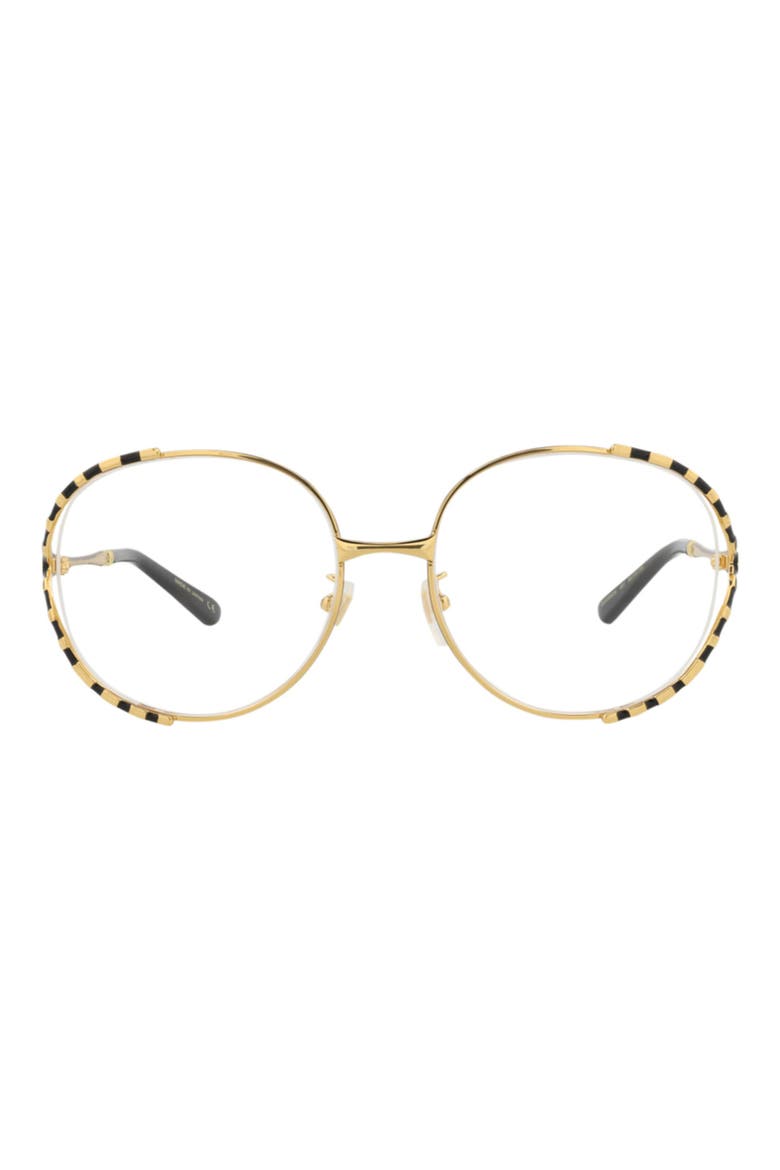 Round Metal Optical Glasses, Main, color, GOLD BLACK TRANSPARENT
