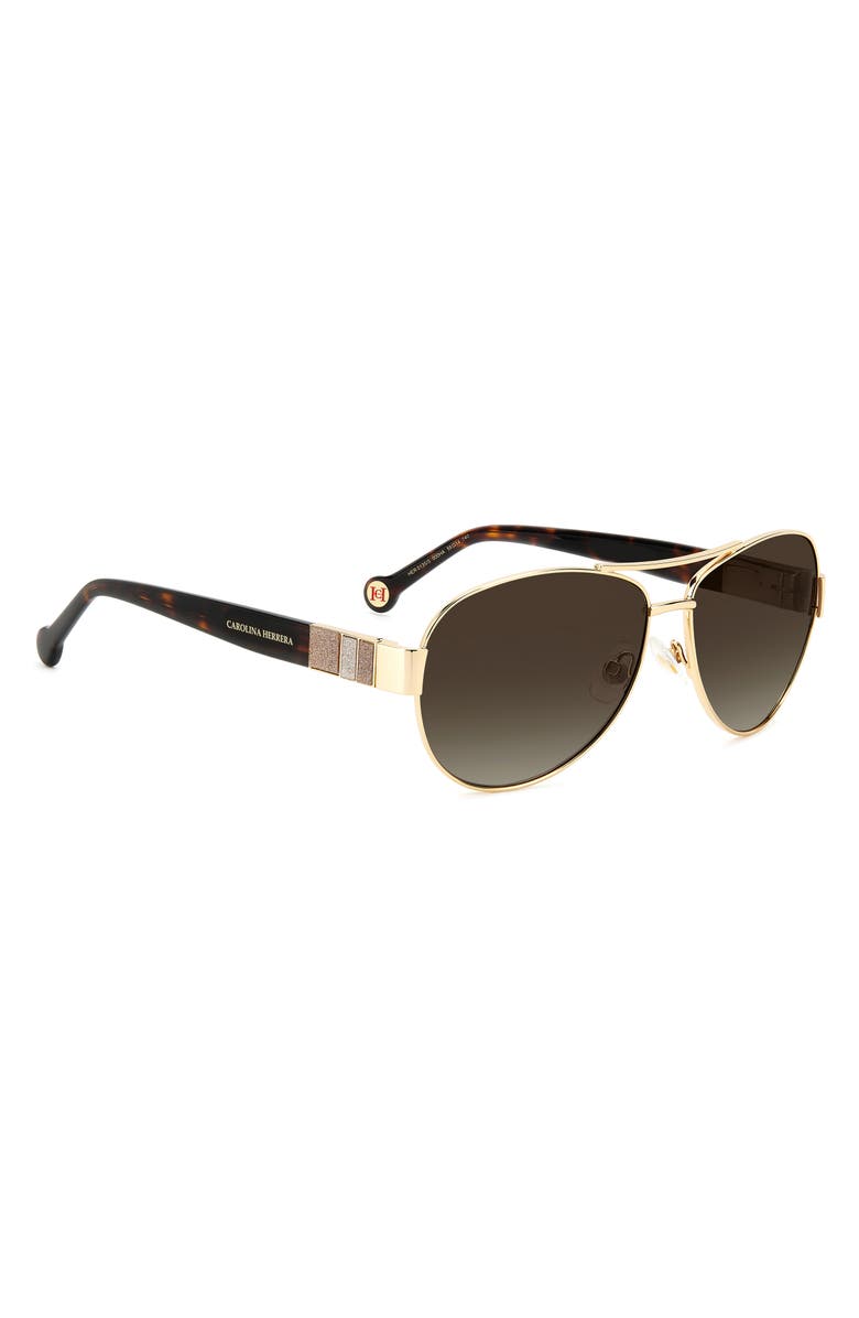 Carolina Herrera Her 0135/S 59mm Gradient Aviator Sunglasses, Alternate, color, Rose Gold