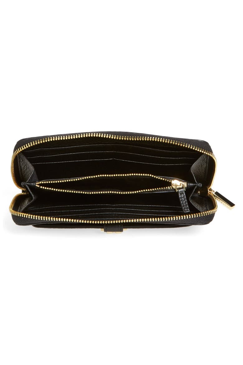 'Plaque' Zip Continental Wallet, Alternate, color, BLACK