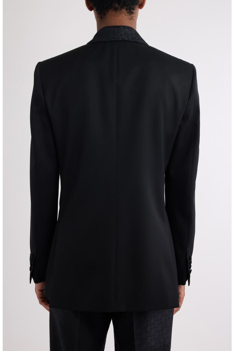 Fitted Monogram Shawl Collar Wool Blazer, Alternate, color, 001-BLACK