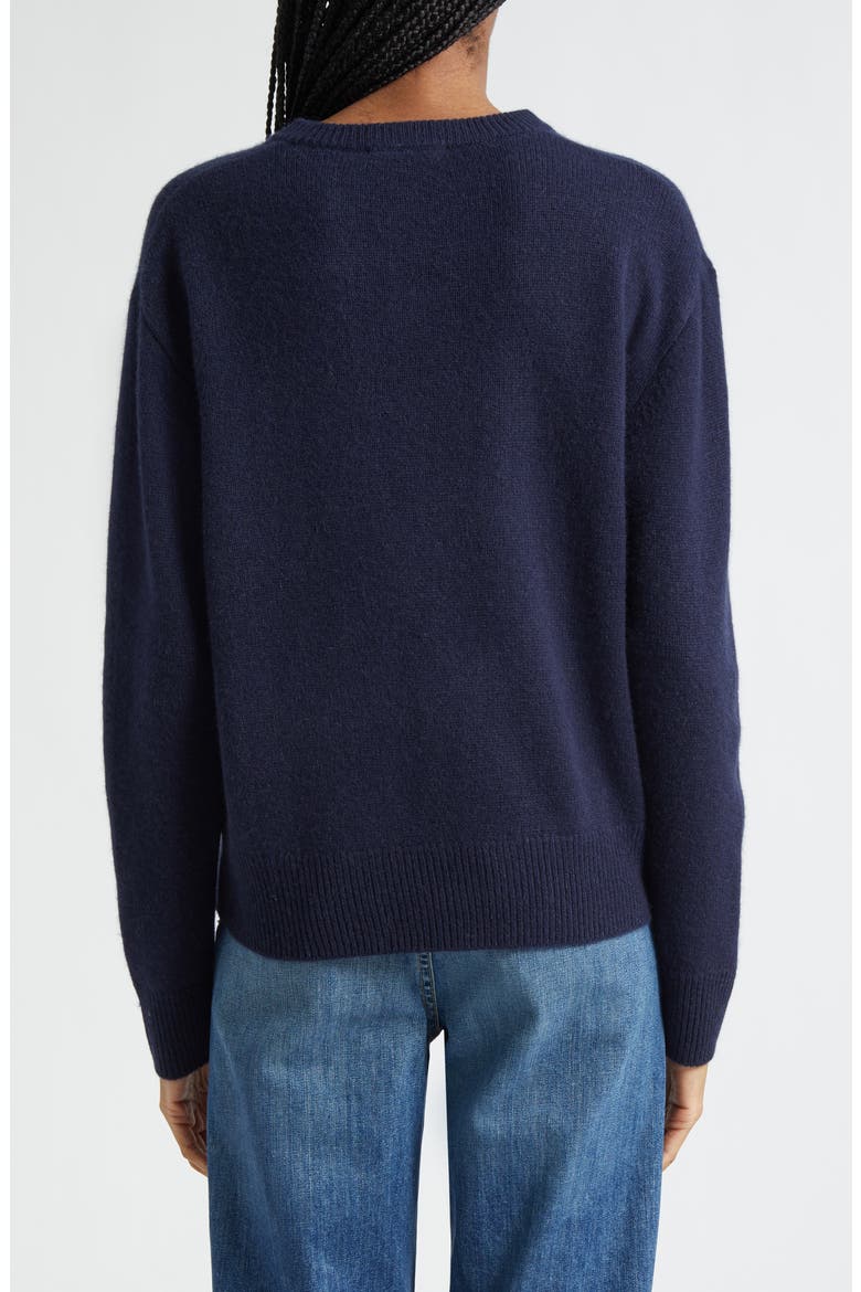 SRC Monogram Cashmere & Wool V-Neck Sweater, Alternate, color, DARK NAVY