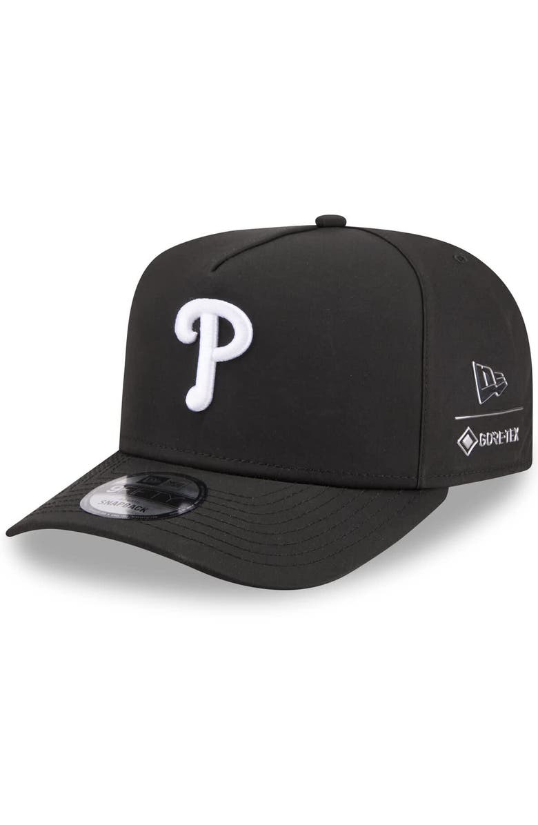 New Era Men's New Era x GORE-TEX  Black Philadelphia Phillies A-Frame 9FIFTY Adjustable Hat, Main, color, Black