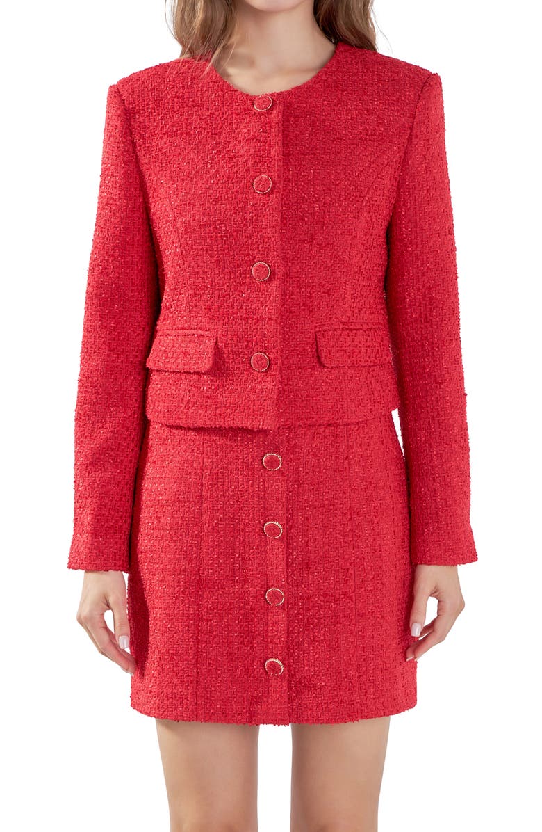 Endless Rose Tweed Crop Jacket, Alternate, color, 