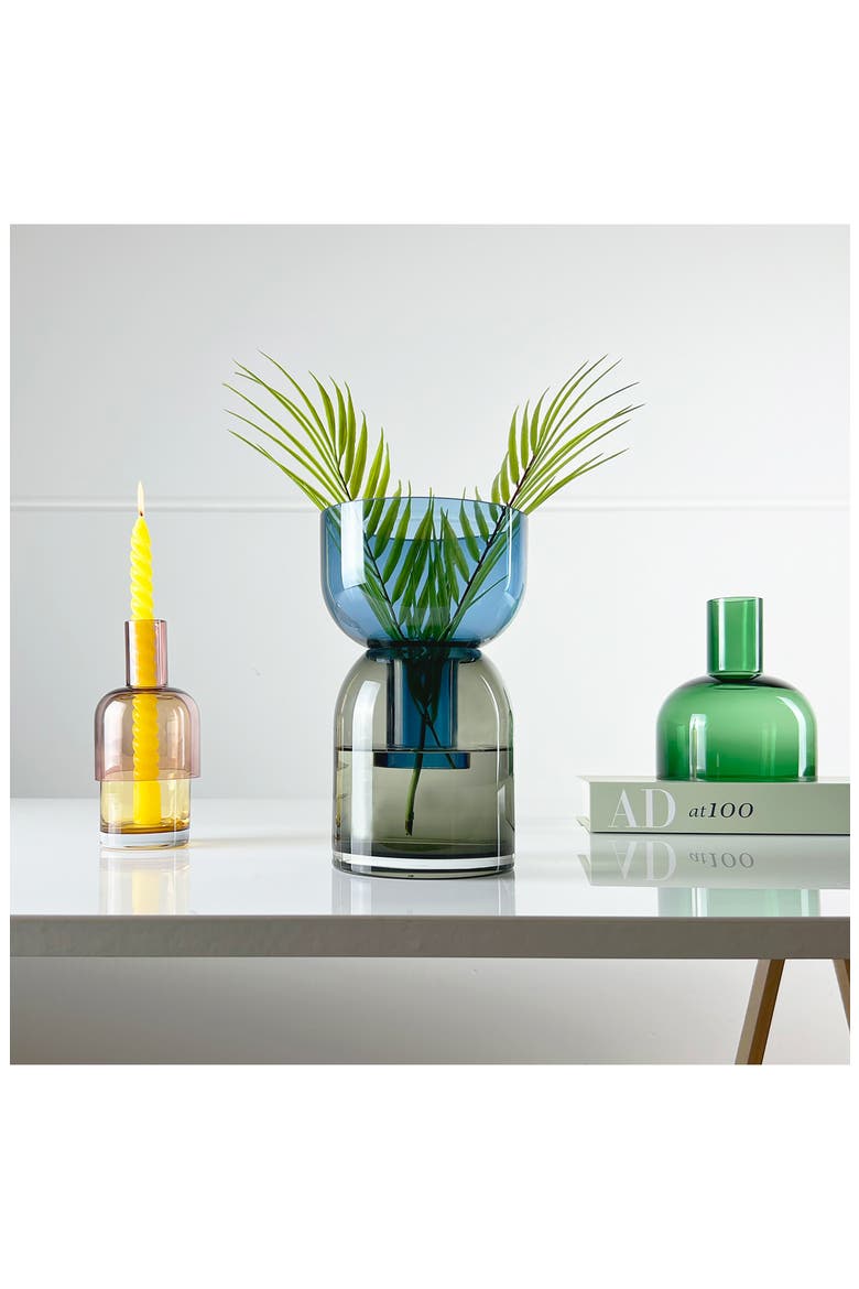 Flip Top Glass Vase (Nordstrom Exclusive), Alternate, color, BLUE/ GREY