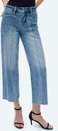 Bayeas Seamed High Waist Raw Hem Crop Wide Leg Jeans