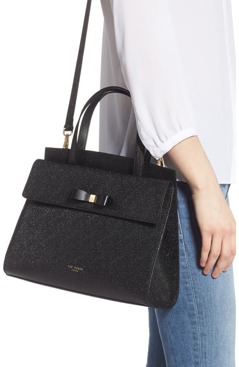 Ted Baker London Aarilli Bow Leather Satchel, Alternate, color,