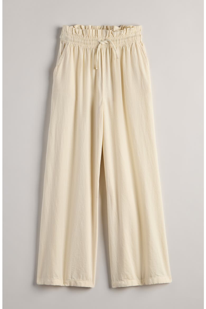 Kids' Wide Leg Paperbag Waist Cotton Pants, Main, color, IVORY PEARL